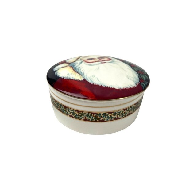 Mikasa‎ Old Saint Nick Covered Trinket Dish Porcelain Bowl w Lid Christmas - Picture 3 of 7
